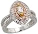 14k White Gold 5/8 (16mm) wide Fancy Solitaire Ring, w/ 1.36 Carats Brilliant Cut & Marquise Cut Diamonds