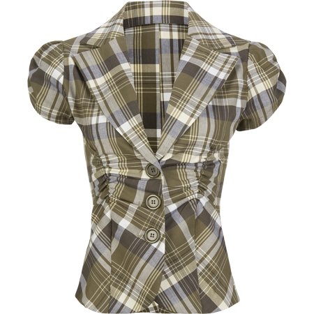 FULL TILT Ruched Womens Jacket-Top - Olive Combo