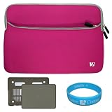Satin Smoke 2 Piece Durable Crystal Shield Protector Case for Apple MacBook Pro MB991LL/A 13.3-Inch Laptop + Magenta Neoprene Laptop Sleeve for Apple MacBook Pro 13 inch Notebook PC + SumacLife TM Wisdom*Courage Wristband