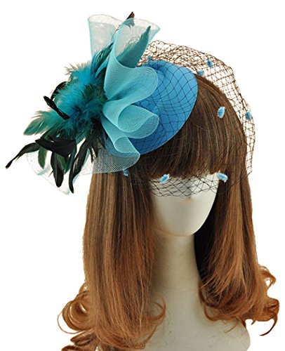 Pillbox Hat British Style Veil Feather Clip Headwear Women Cocktail Fascinator