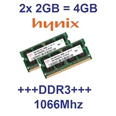 Dual Channel Kit: 2 x 2 GB = 4GB HYNIX 204 pin DDR3-1066 SODIMM (1066Mhz, PC2-8500, CL7) 128Mx8x16 double side, 2 x HMT125S6AFP8C-G7 f�r DDR3-NOTEBOOKs, MacBook, MacBook Pro, iMac, mac mini (2009 Versionen)