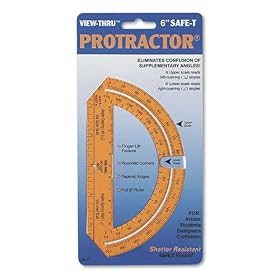 Safe-t protractor, 6 and 10cm ruler scale, orange - Same Day Shipping (orders by 3 pm),... by Drafting Tools