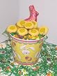 Scott's Cakes 1 lb. Lemon Butter Cookies in a Yellow Bunny Pail with Jelly Beans and Milk Chocolate Bunny