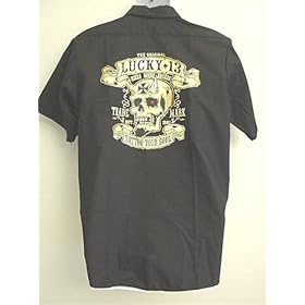 Lucky 13 Clothing Rat Rod Kustom Hot Rod Work Shirt Street Rod Mens Button Front Hot Rod Shirt, Sizes Med. - 6XL!