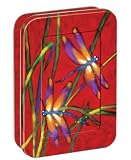 Tree-Free Greetings Dragonfly Frolic, 12 Count EcoFriendly Note-card Assortment in a Collectible Photo Frame Tin, 5.5 x 7.5 x 0.75 Inches, Shades of Red, Orange, Purple and Green (95754)