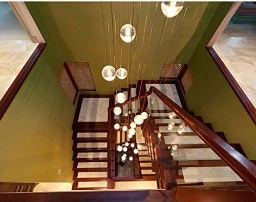 Phube Lighting LED Meteor Shower Chandelier Light Fixtures Stairwell Chandelier Modern Foyer DIY Crystal Chandelier (36 Head Round Shape LED Cool White)