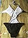 Women's One-pieces Cross Double Colored Bikini Deep V Padded Push Up Halter Swimsuit Black-White