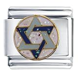Two Tone Star Of David Religious Italian Charms Bracelet Link