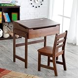 Lipper International Childs Slanted Top Desk and Chair, Walnut