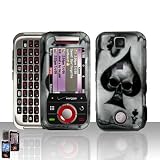 Ace Spade Skull Card Design Black Touch Snap on Hard Cover Protector Faceplate Skin Case for Verizon Motorola Rival A455 + Belt Clip