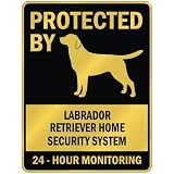 PROTECTED BY LABRADOR RETRIEVER HOME SECURITY SYSTEM PARKING SIGN DOG