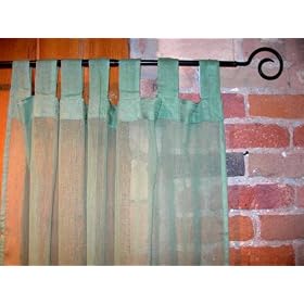 Buy Balsamic Green Sheer 100% Cotton Gauze Tab Curtain, 44 inches X 108 inches by Timbuktu Trading Ltd. now!