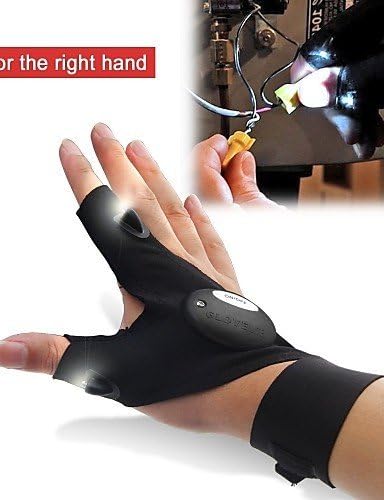 Magic Strap Fingerless Gloves with Hands Free Led Flashlights Torch Cover Thump Index Finger Waterproof Reparing Gloves