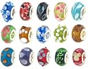 100pc Lot Silver Lampwork Murano Glass European Mix Beads - Compatible with Pandora, Chamilia, Troll, Biagi