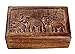 Black Friday Christmas Gifts Store Indya Country Style Wooden Jewelry Trinket Keepsake Storage Box Organizer Multipurpose with Hand Carved Elephant Design 6 x 3 Inch