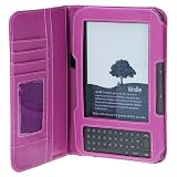 GTMax Leather Protector Cover Case with CC slot - Purple for Kindle 3 3G + Wi-Fi 3rd Generation