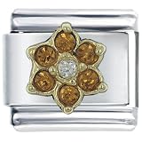 November Birthstone Flower Italian Charms Bracelet Link