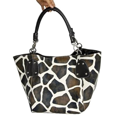XL Brown Giraffe Designer Inspired Animal Print Handbag Purse Bag Tote