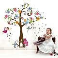 Arbre de f�e, champignon et fleurs sticker mural