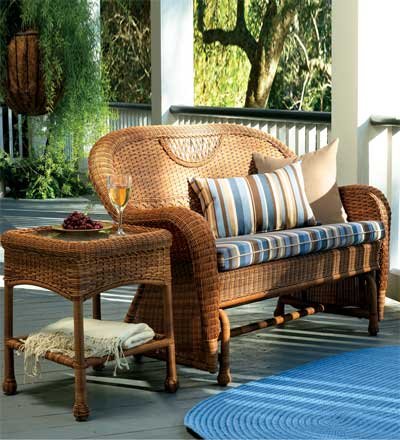 Prospect Hill Handwoven Resin Wicker Outdoor Love Seat Glider in Chocolate