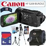 Canon VIXIA HF S200 10x Optical Zoom HD Flash Memory Camcorder and 8GB Accessory Bundle