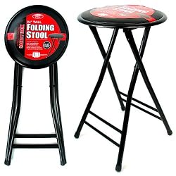 24 Inch Cushioned Folding Stool with Safety Lock - Black