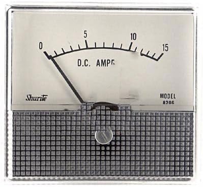 Shurite8206Z, Ammeter; 0 to 15 A; 5%; 2.5 in; Polystyrene Cases with Metal Scales