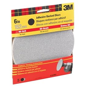 Click here to buy 3M 9183DC-NA 6-Inch Medium Grit Adhesive Backed Sanding Disc by 3M.