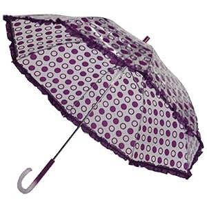 Frankford Automatic Open Clear Printed Umbrella - Polka Purple Ruffles