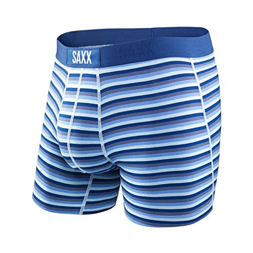 Saxx Mens Vibe Modern Fit Boxers Underwear Small Tonal Navy Hiker Stripe