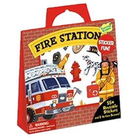  Peaceable Kingdom Press Sticker Fun! Fire Station inch Reusable Sticker Tote