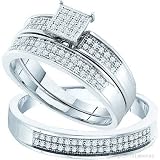 0.33 ct diamond Trio Solid Wedding Ring Set, 10k gold 6.5gm