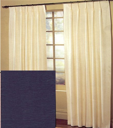 BLACKOUT Textured Thermal Pinch Pleated Drape PAIR 96'' x 95'' long - Navy