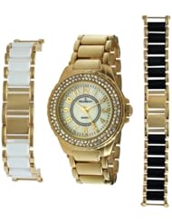 Peugeot Womens 689G Gold-tone Interchangeable Bracelet Gift Set Watch