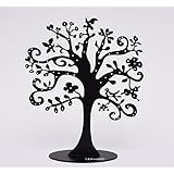 Jewelry Tree Stand Metal Jewelry Organizer Holder Display for Earrings, Bracelets, Necklaces (Black)