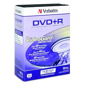 Click here to buy Verbatim DVD+R 4.7GB 8X 10pk Video Trimcases With VideoGard Protection by Verbatim.