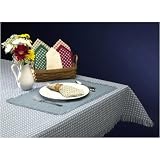 70 Round Mountain Woven Homespun Tablecloth, Hand Loomed, 100% Cotton, Made in USA