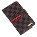 RAYTOP® Luxury Brand Designer Brown Checks Leather Cases Covers Wallet for Samsung Galaxy Note 2 N7100 Note2 Card Holder Magnetic Hand Strap Sleek Business Decent Stylish Classy Classic