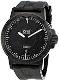 Oris Men's 73576414764RS BC3 Sportsman Day Date Black DLC Case and Rubber Strap Watch
