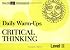 Daily Warm-Ups: Critical Thinking, Level II (Daily Warm-Ups English/Language Arts)