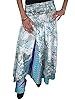 Blue Two Layer Sair Skirt Floral Printed Vintage Beach Wear Long Maxi Dress