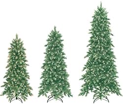 3pc Frosted Vermont Slim Christmas Tree Set With Controls - Pre-Lit 4.5' 5' 6.5'