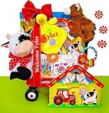 Fun on the Farm Educational New Baby Gift Basket - Great Shower or Gift Idea for Newborns