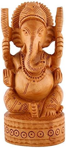 Fashionable Lord Ganesha Wooden Brown Hand Carved By Rajrang