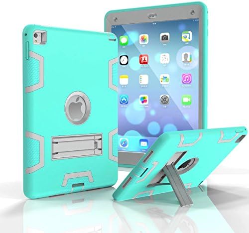 iPad Pro 9.7 inch Case,iPad Air 2 Case,HAPPIGO Hybrid 3 Layer Armor Defender Full Body Protective Kickstand Case with Kickstand Feature Cover for Apple iPad Pro 9.7 inch/ipad Air 2 (Mint Green/Grey)