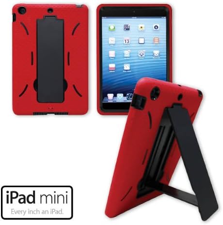 iPad Mini, Mini 2, Mini 3 Slim Tough Case G2 - Built-in Screen Protector and Kickstand (Red)