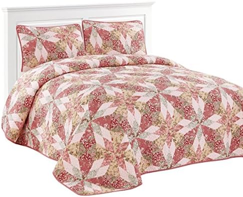 Jackson Hole Home Prewashed 3 PC Soft Floral Print Quilt Set, Coverlet &amp; Throw, Queen