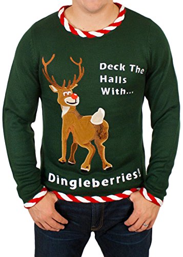 Rudolph Dingleberries Sweater in Green - Ugly Christmas Sweater