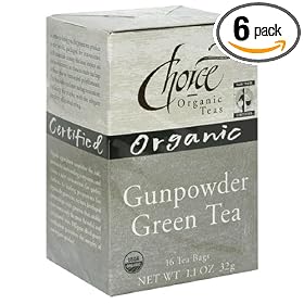 Choice Organic Gunpowder Green Tea, 16-Count Box (Pack of 6)
