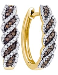 0.63CTW COGNAC DIAMOND HOOPS EARRING